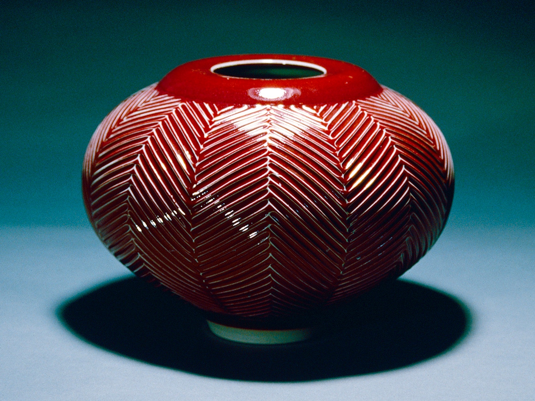 Jar carved decoration copper red glaze